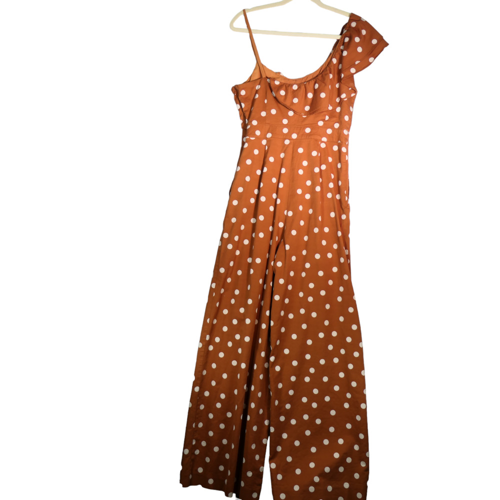 Anthropologie Orange Polka Dot Jumpsuit - Picture 8 of 14